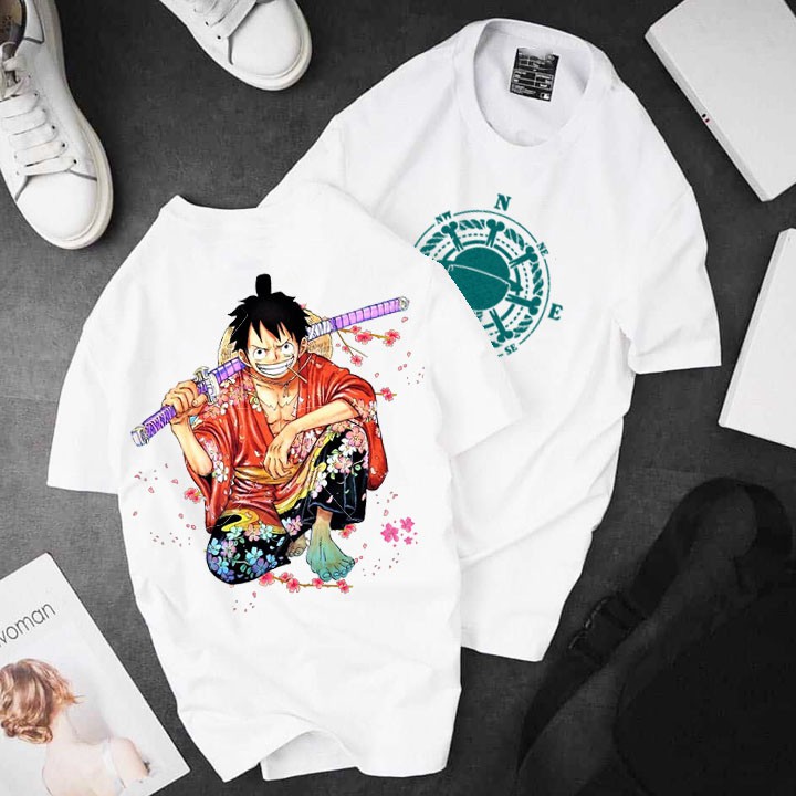 BST Luffy thun Cotton áo thun nam , áo phông nam - nữ Tay ngắn cổ tròn