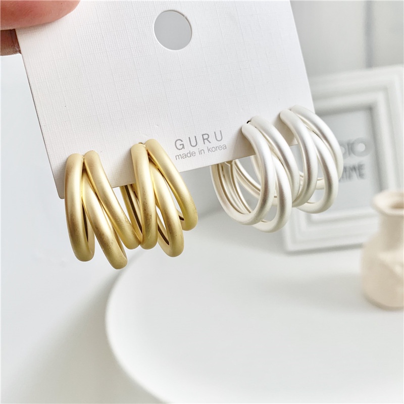 925 silver plated multi-layer simple Korean style earrings for women
