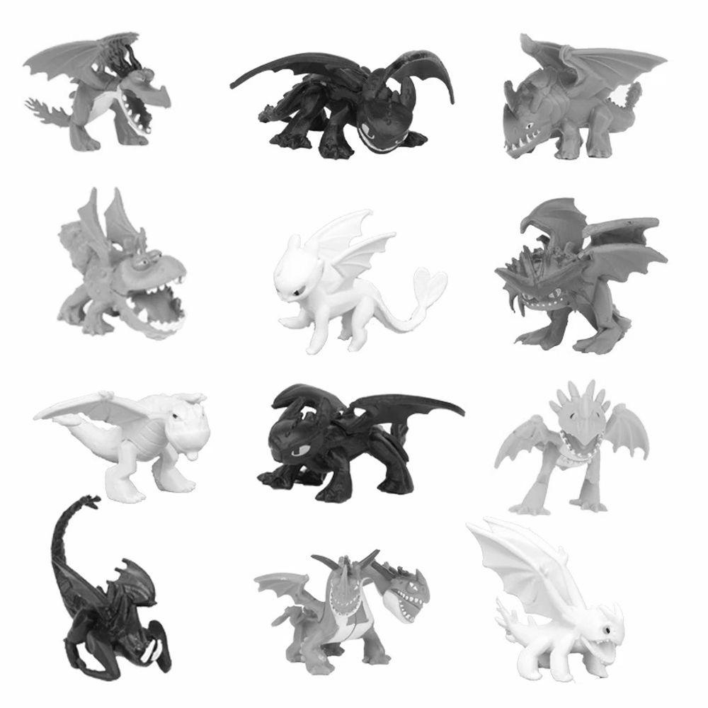 Set 12 Mô Hình Búp Bê Hoạt Hình Bí Kíp Luyện Rồng Trang Trí Bàn Làm Việc