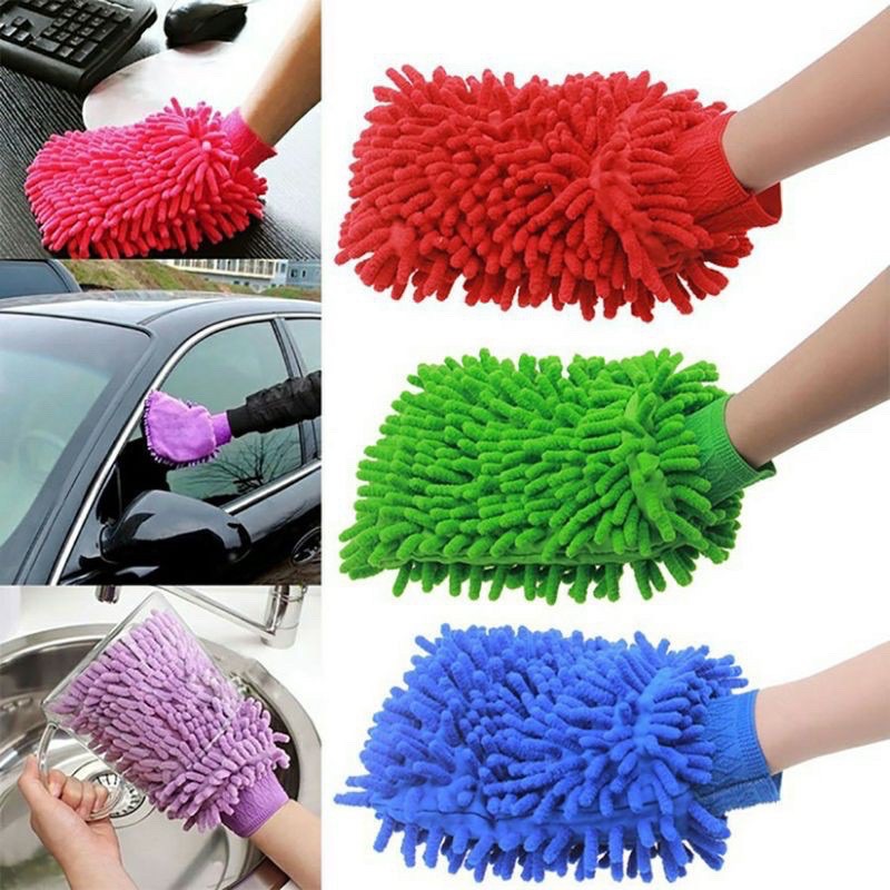 Sỉ Găng tay san hô rửa xe Microfiber siêu mịn tiện dụng (màu sắc ngẫu nhiên)