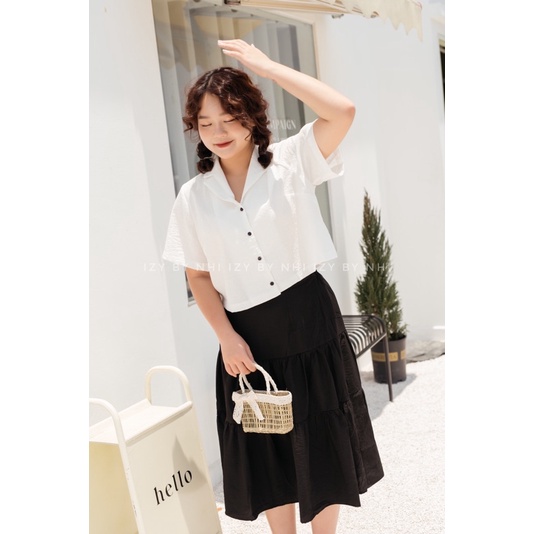 ÁO BIGSIZE CỔ VE DÁNG NGẮN PHỐI MÀU CÚC - IZYBYNHI