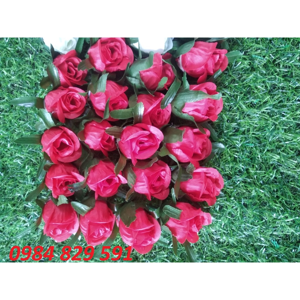 Nụ hồng lụa cao cấp trang trí