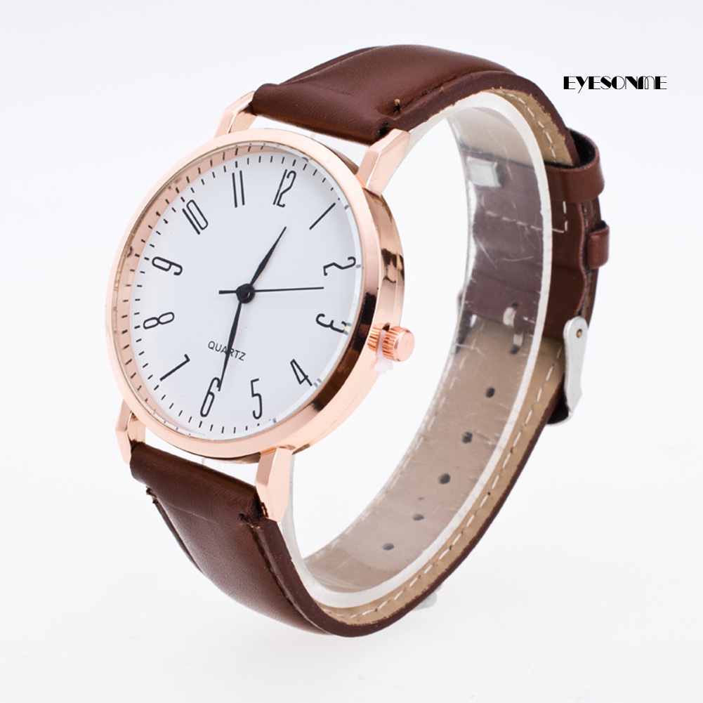 Đồng Hồ Đeo Tay Unisex Mặt Tròn, Dây Giả Da