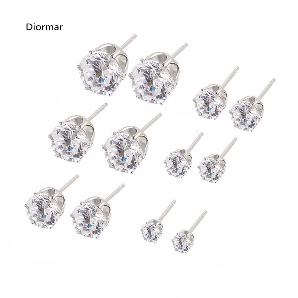 Set 6 đôi khuyên tai đính đá Zircon thời trang đơn giản sang trọng
