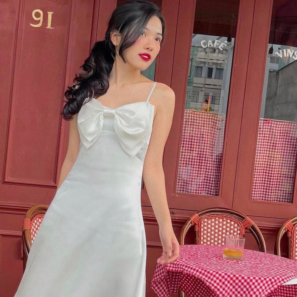 25 STUDIO Đầm dài hai dây nơ ngực Bloomy Dress