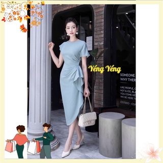 VNU447 - VÁY XANH LI EO DÚM BÈO TAY LIỀN