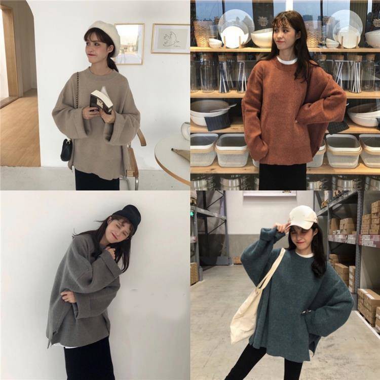 Áo Khoác Sweater Chui Đầu Dáng Rộng Dài Kiểu Hàn Quốc Thời Trang 2020 Cho Nữ