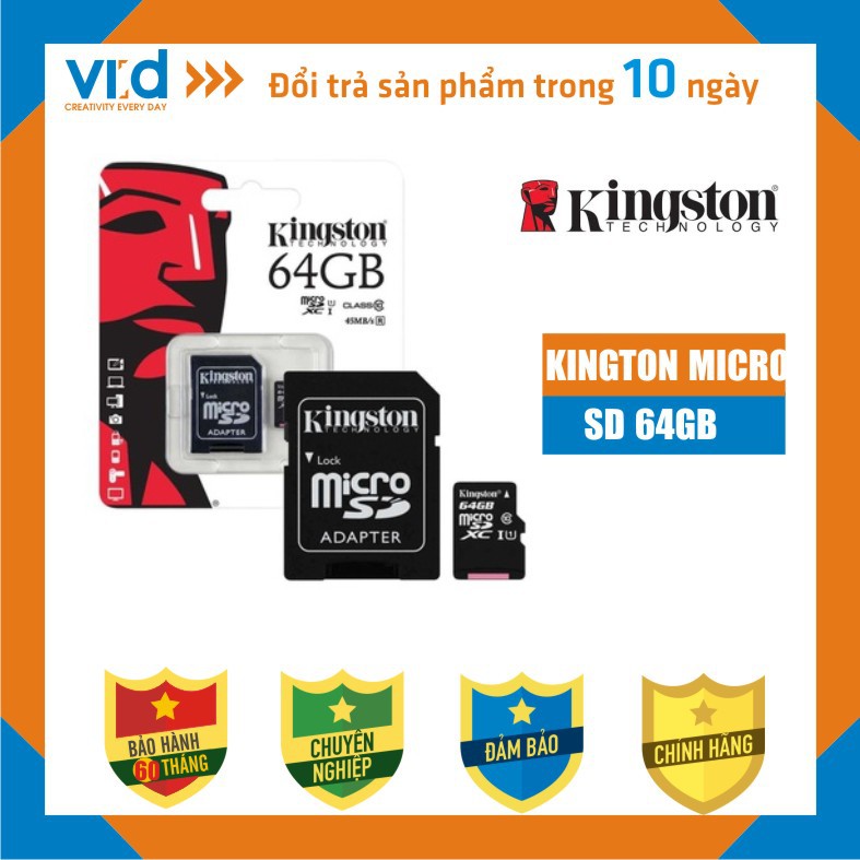 [QUÀ TẶNG] Thẻ Nhớ KINGTON MICRO SDHC 64GB - Bảo hành 5 năm | WebRaoVat - webraovat.net.vn