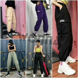 Quần jogger kaki túi hộp dây chữ unisex paint box basic
