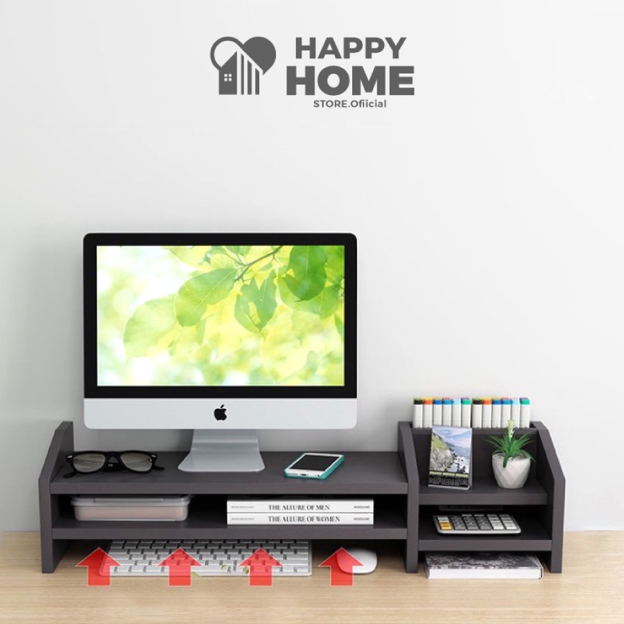 Kệ máy tính để bàn giá sách kê màn hình laptop bằng gỗ đa năng hàng xuất khẩu NTK05 Happy Home Store