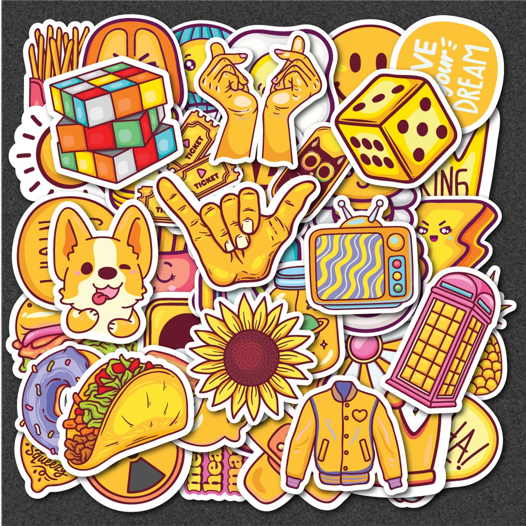 Sticker dán laptop Yellow Màu Vàng chống nước sticker dán laptop, điện thoại, đàn guitar, mũ bảo hiểm, vali. MSP: C03