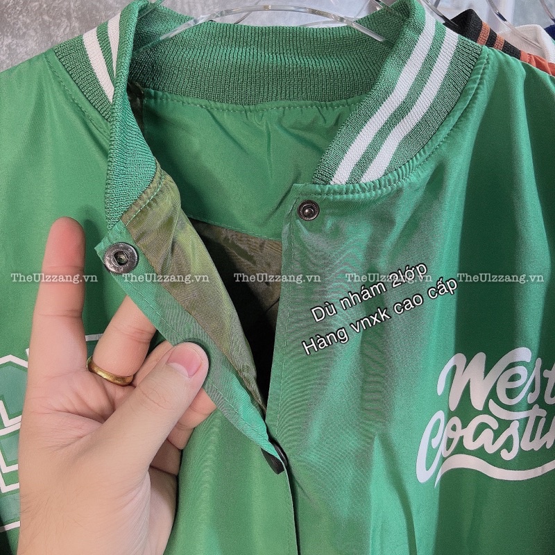 Áo Khoác Bomber Dù Quảng Châu 2 Lớp Form Croptop Rộng Dơi Tay Phồng Sọc in GB - DU3005