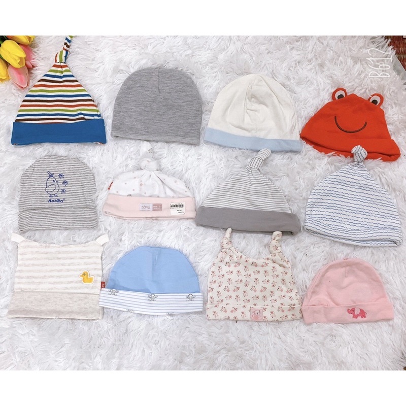 Mũ sơ sinh chất cotton co giãn dành cho bé 0-9m