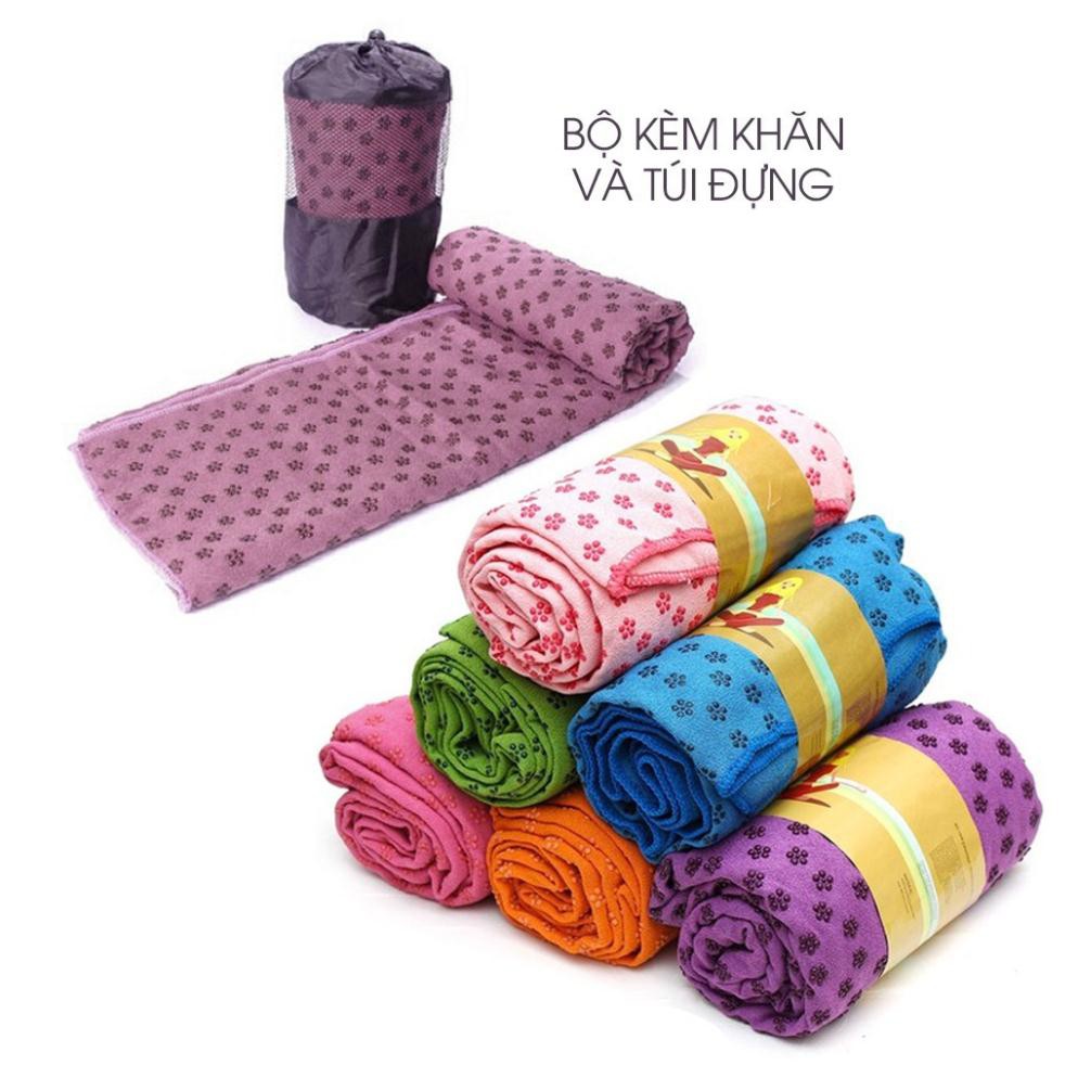 Khăn Trải Thảm Yoga 6886KTT01 Chất Liệu Microfiber Dày Chống Trượt Thấm Mồ Hôi Cao Cấp [Tặng Túi Đựng Khăn]