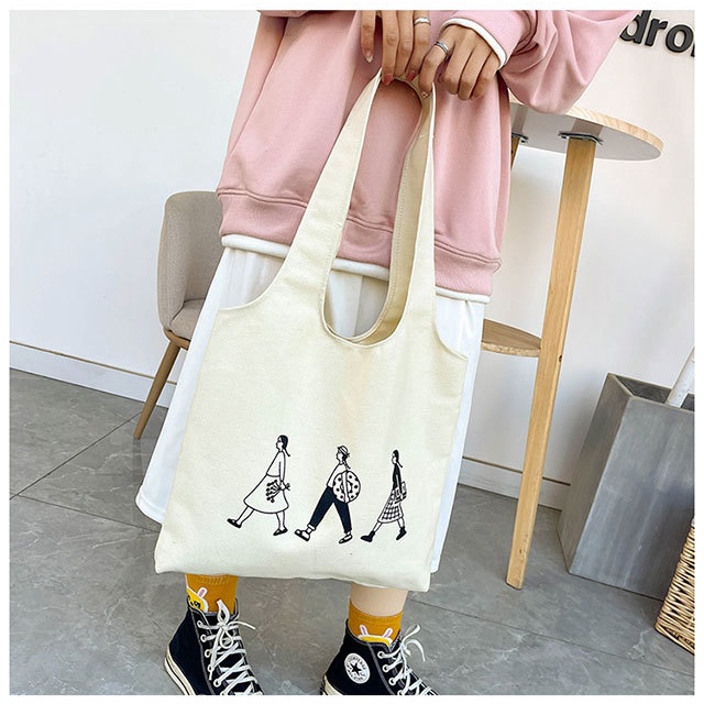 Túi đeo chéo nữ vải canvas liền thân hoạ tiết ngộ nghĩnh 282