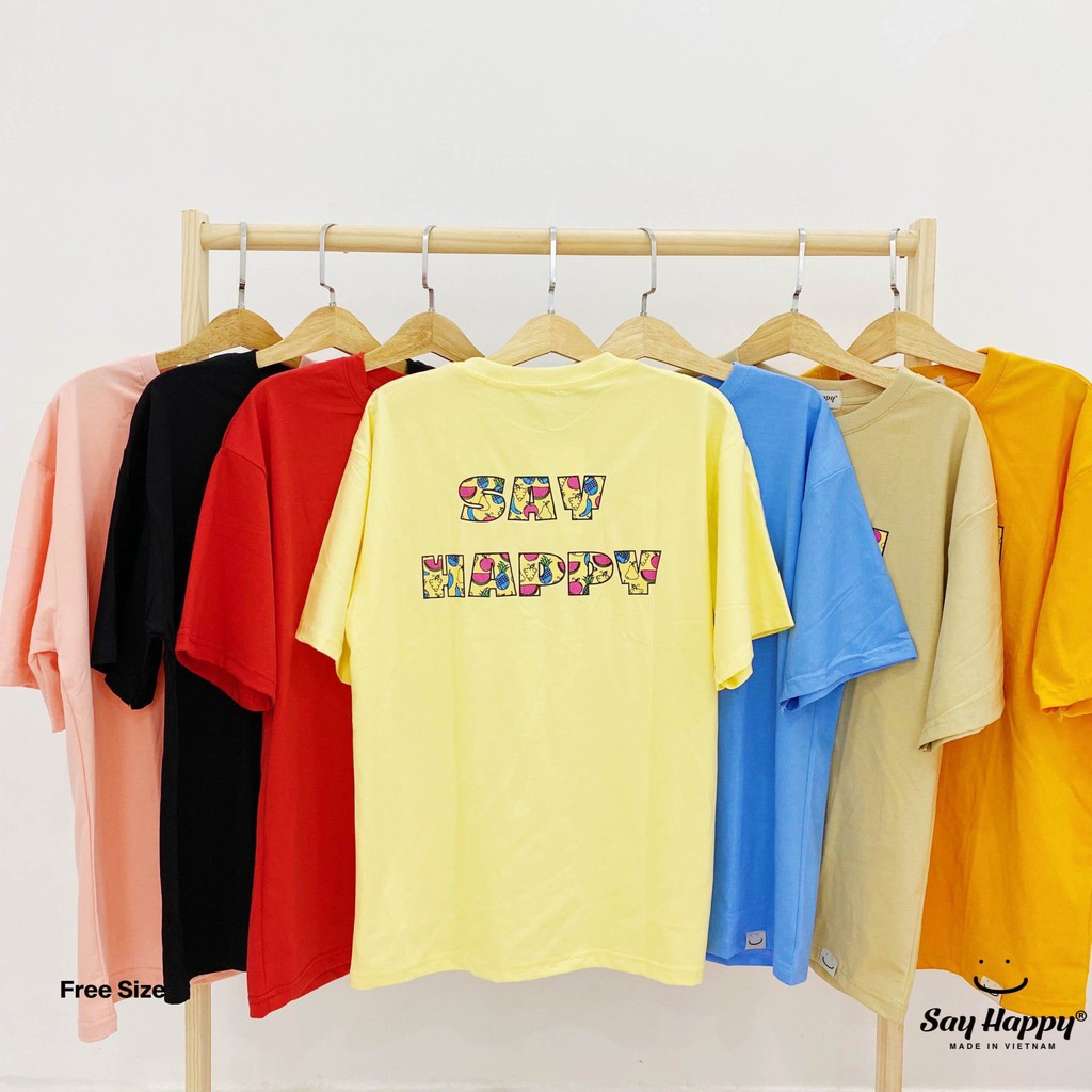 [Mã WABRWA8 giảm 15% đơn 99k] Áo Thun Nam Nữ Unisex Form Rộng Tay Lỡ In Trái Cây Say Happy