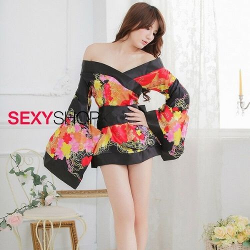 [TẶNG QUẠT] Kimono sexy cosplay phong cách Nhật Bản màu đen quyến rũ | BigBuy360 - bigbuy360.vn