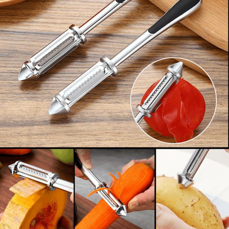 Dụng cụ nạo rau củ,bào gọt hoa quả - Dao giao gọt vỏ trái cây inox không gỉ đa năng 4in1 tiện dụng