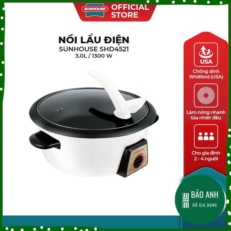 Nồi Lẩu Điện Sunhouse SHD4521, Nồi Lẩu Sunhouse SHD4521 Cao Cấp Làm Nóng Nhanh, Tỏa Nhiệt
