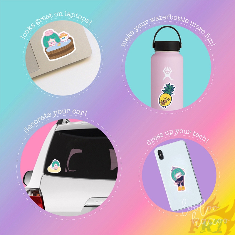 Set 100 Miếng Dán Trang Trí Hình Cô Gái Xinh Xắn Dễ Thương