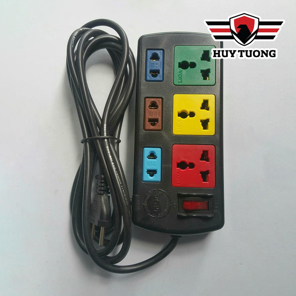 Ổ cắm điện LIOA 🚚 FREESHIP 🚚 Ổ cắm điện LIOA 6 lỗ có công tắc, dây dài 3m/5m 1000W - Huy Tưởng