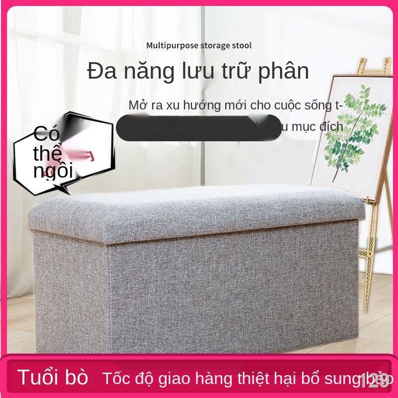 Ghế lưu trữ dài có thể ngồi cho người lớn gấp vải lanh, bông, vải lanh và hộp đựng đồ bằng cho giày ghế đồ chơi cửa h