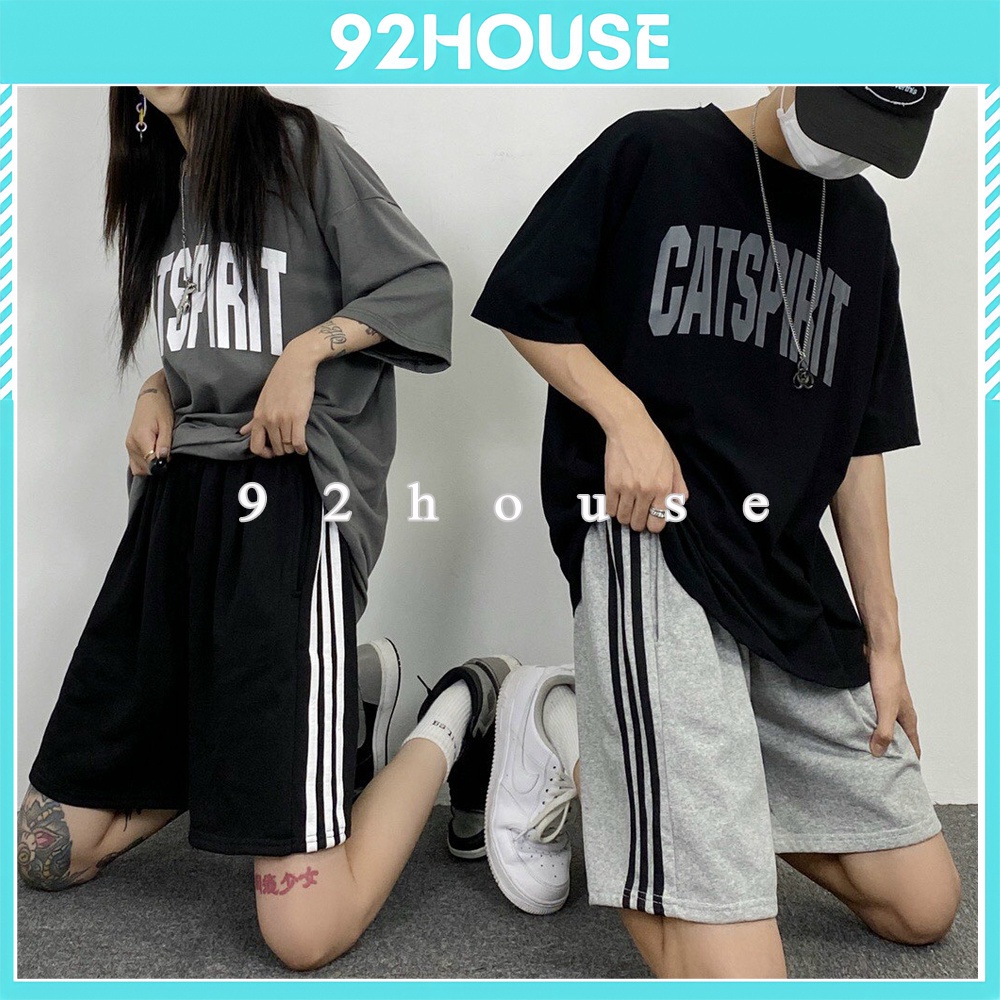 Quần đùi thể thao 3 sọc ulzzang unisex quần short phom suông nam nữ đều mặc được