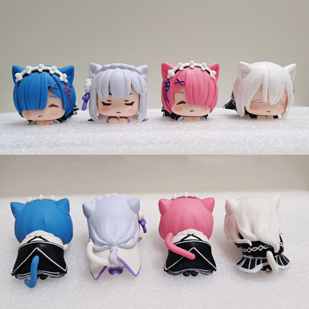 Set 4 đồ chơi mô hình nhân vật Ram Rem trong anime Re:Life In A Different World From Zero bằng PVC