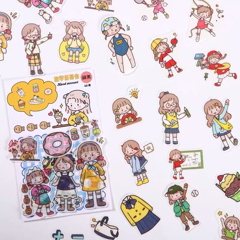 Gói 40 pcs sticker dễ thương 🌿