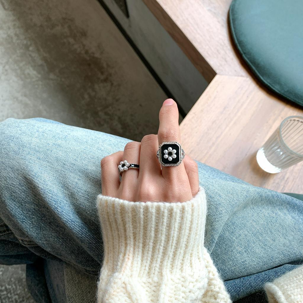 Nhẫn Đeo Tay Kim Loại Tạo Hình Hoa Đính Đá Thời Trang Cho Nữ