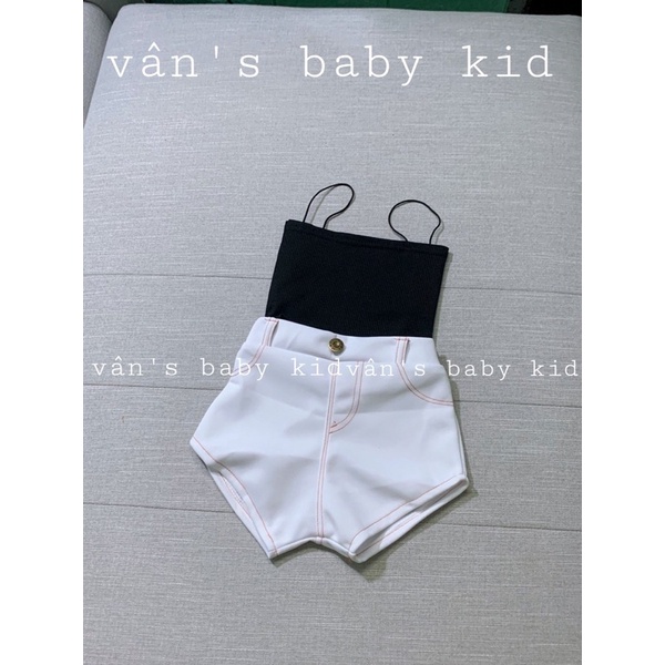 Set áo 2 dây quần short cá tính cho bé gái