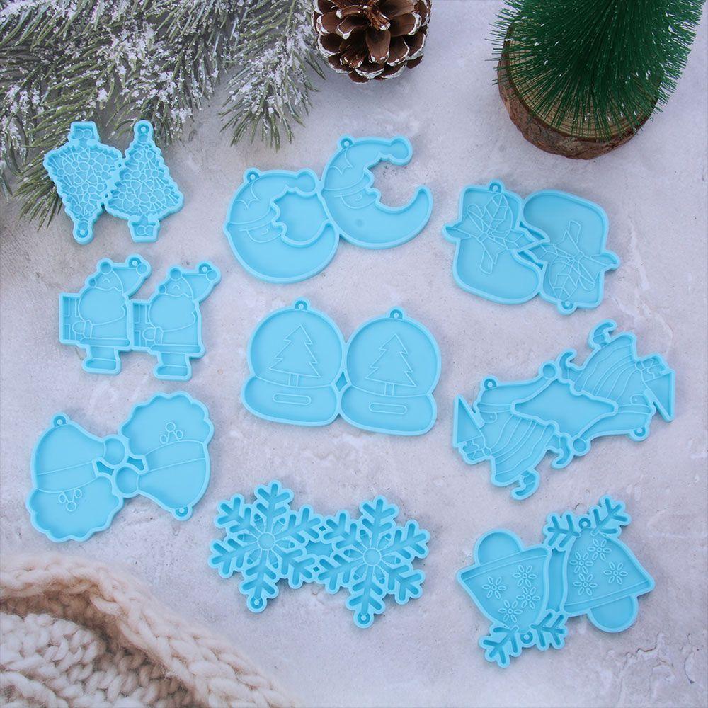 Khuôn Silicone Làm Bông Tai Resin Hình Ông Già Noel Và Bông Tuyết DIY