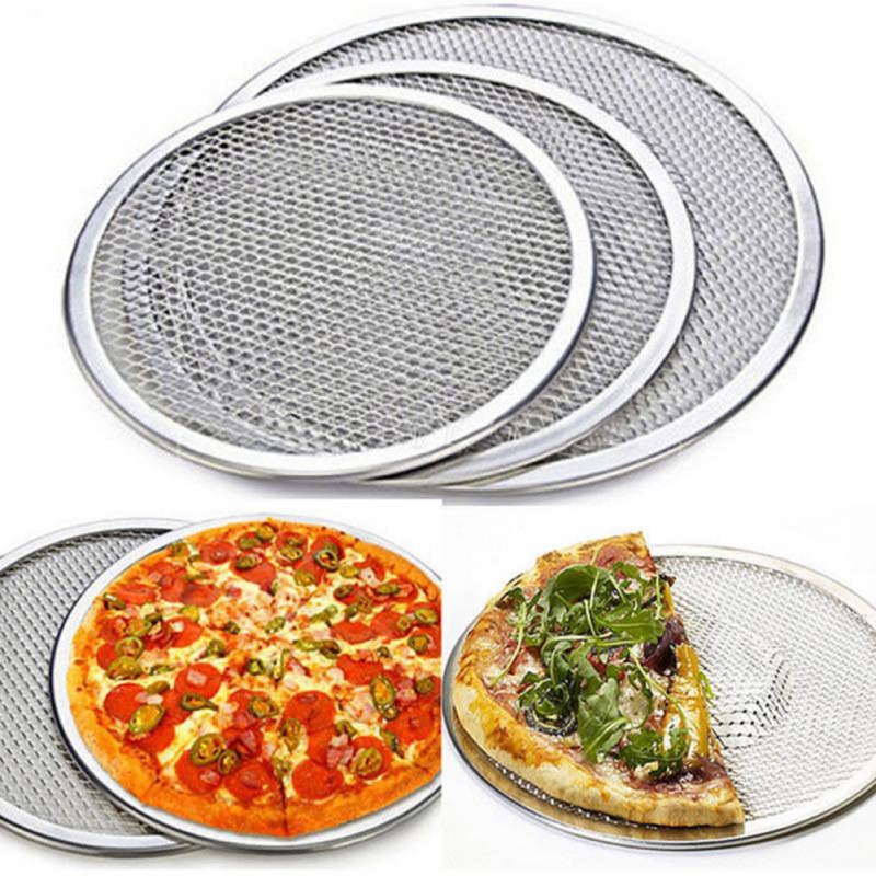 Aluminum Round Pizza Baking Tray DIY Pizza Screen Baking Tray Metal Net Non-stick Mold For Oven