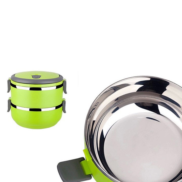 Hộp cơm giữ nhiệt lõi inox 2 tầng khóa cài tiện dụng