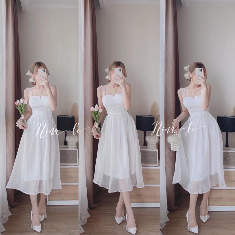 [ 𝐅𝐑𝐄𝐄 𝐒𝐇𝐈𝐏 ]  VÁY 2 DÂY TƠ BẢN TO CÚP NGỰC DÁNG DÀI