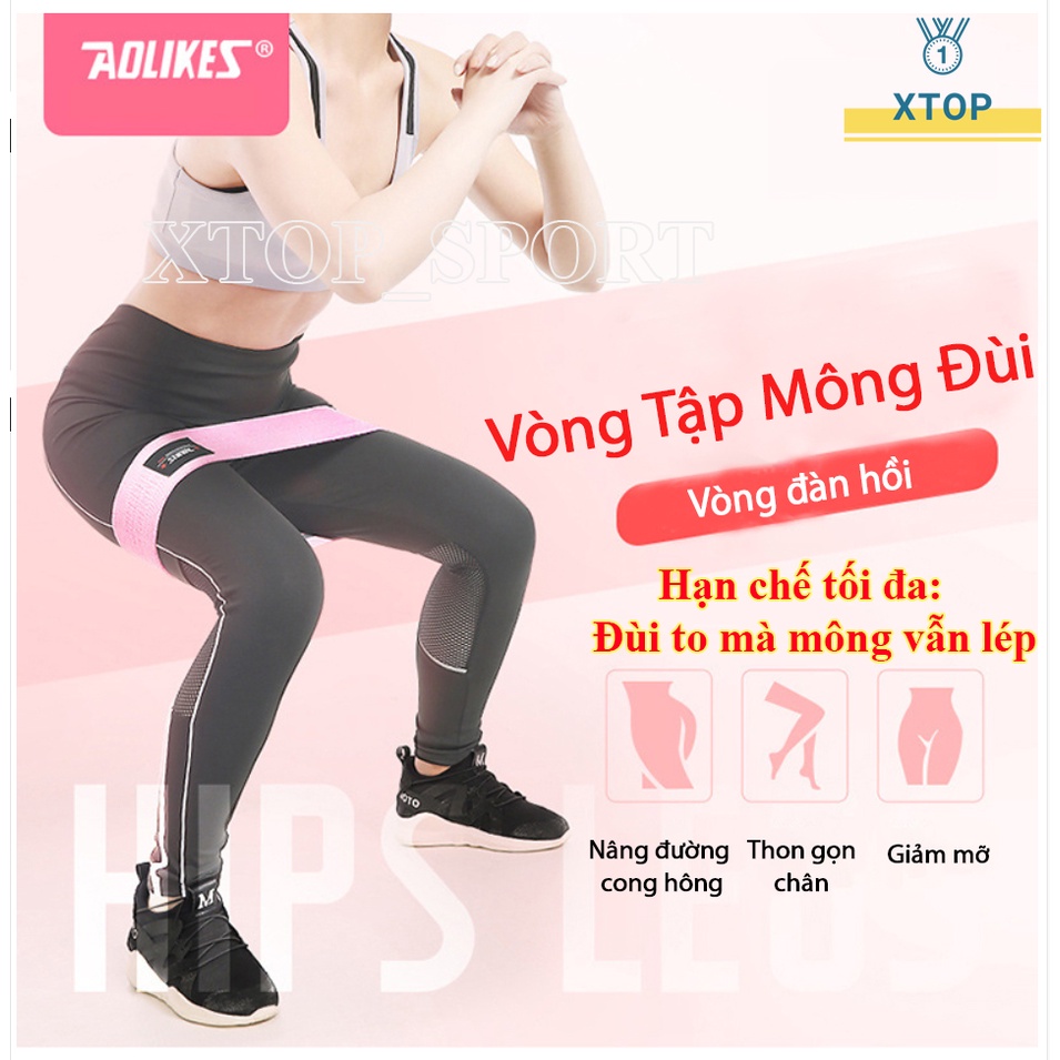 Dây kháng lực tập gym, Dây miniband tập chân mông Aolikes, phụ kiện gym chính hãng 3603