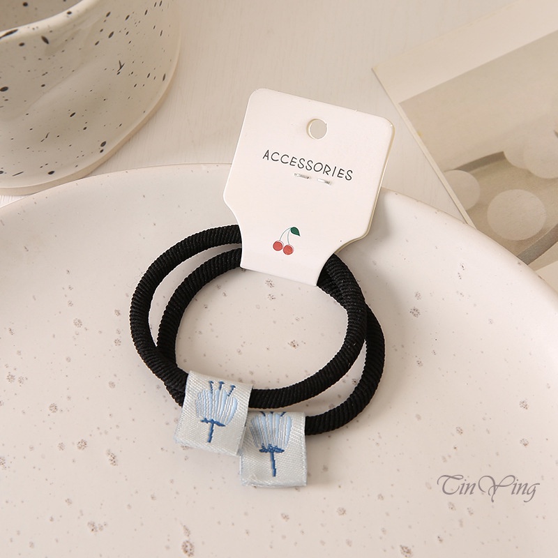 GETNOIVAS Set 2 Dây Buộc Tóc Màu Trơn Độ Co Giãn Cao Đơn Giản Độ Co Giãn Cao 2 Cái