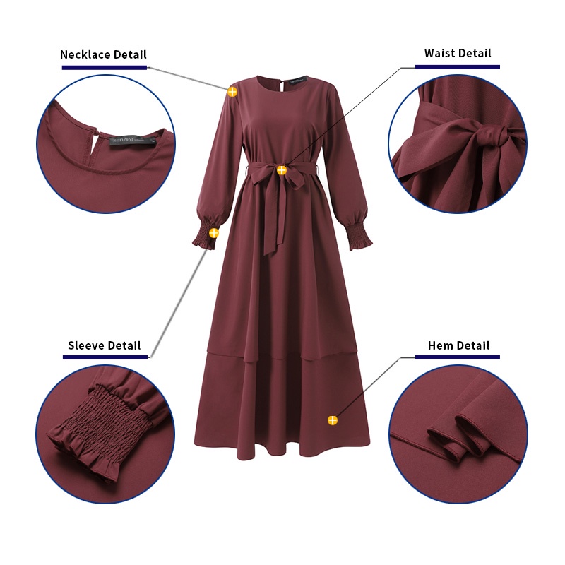 Váy maxi Zanzea màu trơn thiết kế hai lớp thời trang thanh lịch cho nữ