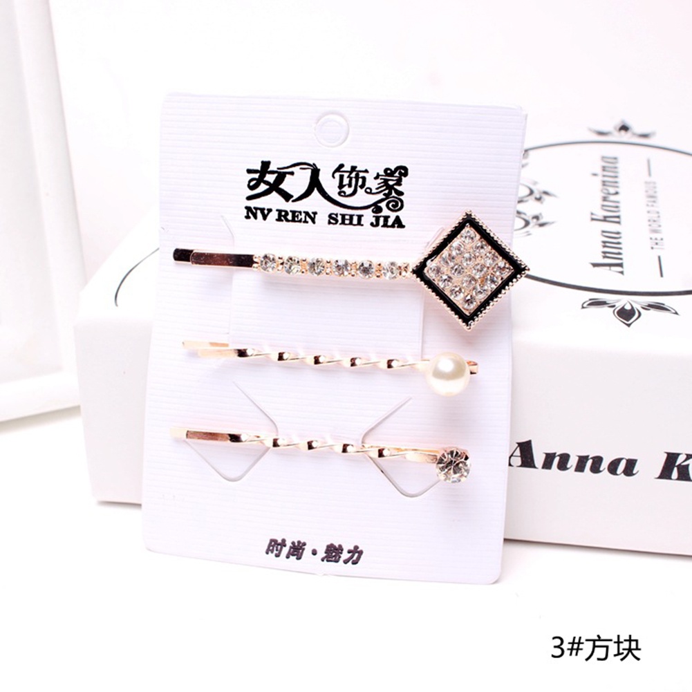 Set 3 kẹp tóc đính đá thời trang cho nữ