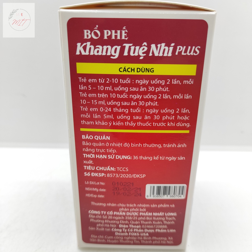 Bổ Phế Khang Tuệ Nhi Plus - Giúp Bổ Phế, Giảm Ho Nhiều, Giảm Tăng Tiết Đờm