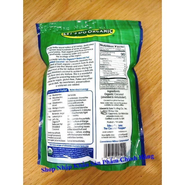 [CHÍNH HÃNG] Vụn dừa hữu cơ 227 gram từ Mỹ (có tách lẻ) - Hãng Let's Do Organic