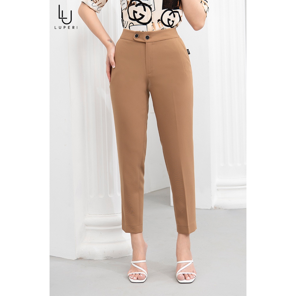 Quần Baggy Nữ Công Sở Cạp Cao Cúc Chéo LUPERI LFQD2103 Không Xù Vải, Cắn Chỉ, Chất Đũi Xước Cao Cấp
