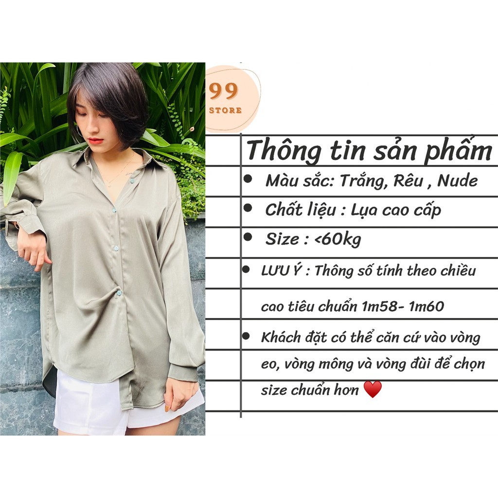 Áo Sơ Mi Nữ, Dài Tay Hàn Quốc Form Rộng Công Sở Chất Lụa Cao Cấp Mềm Mát Màu Sắc Hiện Đại :Trắng/Rêu/Nude Nâu/Xanh | BigBuy360 - bigbuy360.vn