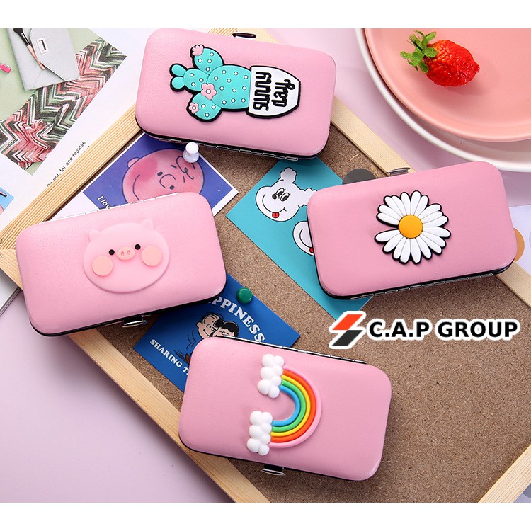 Bộ kìm bấm móng tay 7 món cute cho nữ có kềm nhíp và kéo tỉa lông dễ thương cầm tay - MS020