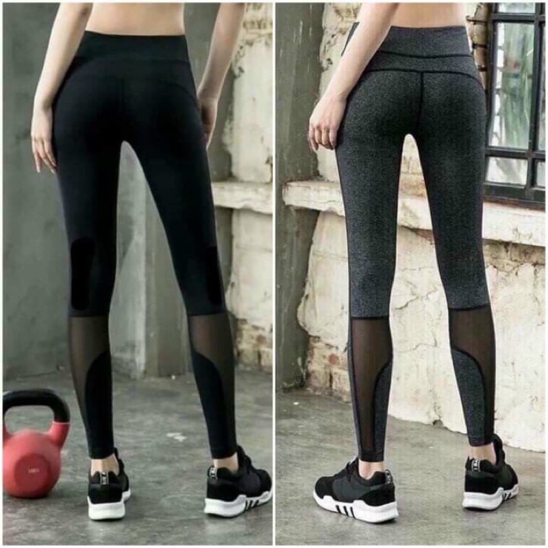 Quần tập Gym Yoga nữ [SALE] các mẫu quần dài legging phối lưới đẹp nhất, co giãn 4 chiều