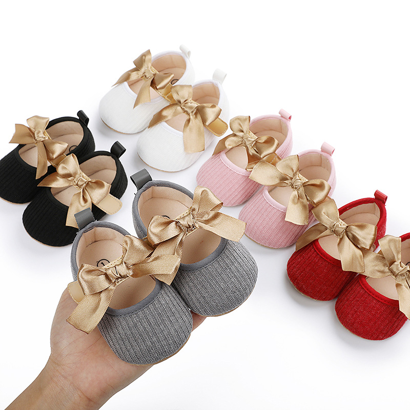 Giày búp bê tập đi đính nơ đáng yêu dành cho bé gái 0-18 tháng tuổi