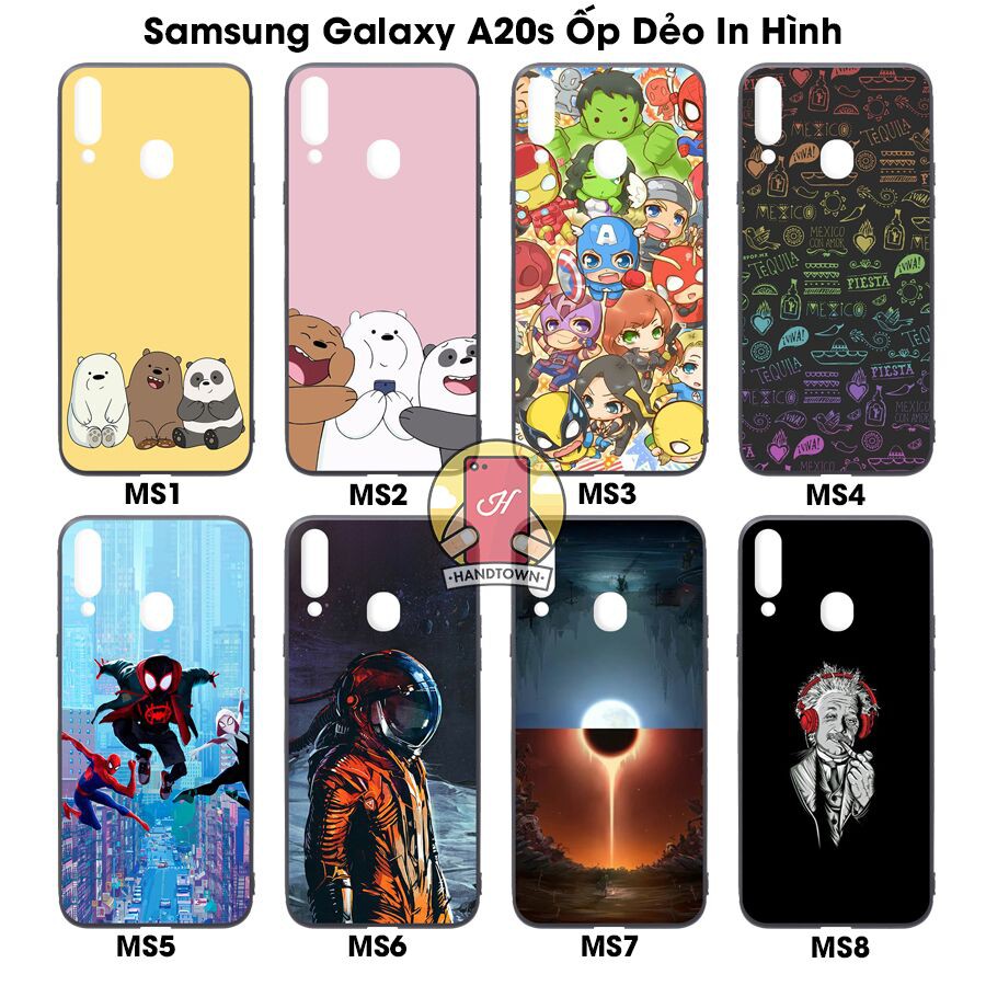 Ốp lưng Samsung Galaxy A20s dẻo đen in hình Phần B