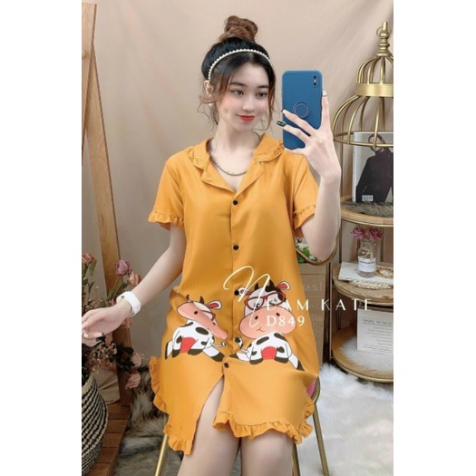 Đầm sơ mi ngủ nữ - Váy ngủ mặc nhà cho nữ