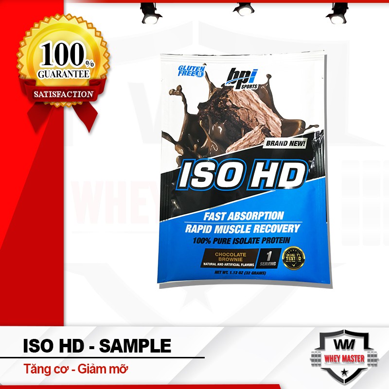 Gói thử Sample sữa tăng cơ bắp Bpi Bpisports Iso HD 100% pure whey isolate 1 lần dùng (32gram)  - Chính hãng