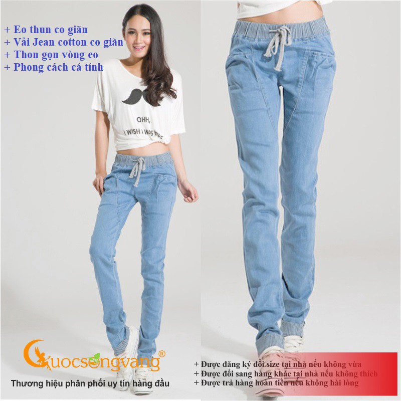 Quần nữ quần jean nữ quần Harem lưng thun dáng thể thao GLQ013 | BigBuy360 - bigbuy360.vn